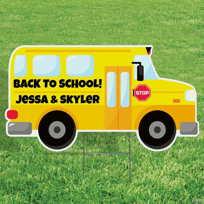 23 1/2" x 12 3/4" Personalized School Bus Plastic Yard Sign