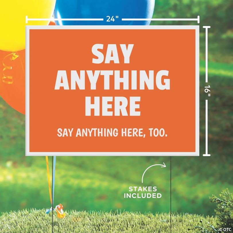 24" x 16" Personalized Solid Color Say Anything Plastic Yard Sign