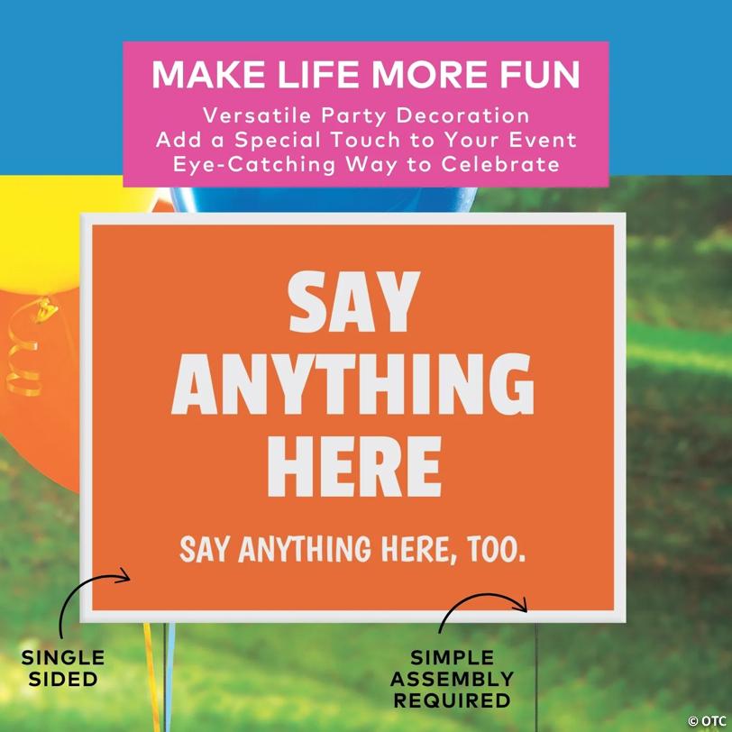 24" x 16" Personalized Solid Color Say Anything Plastic Yard Sign
