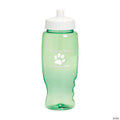 27 oz. Bulk 50 Ct. Personalized Green Paw Print Transparent Plastic Water Bottles
