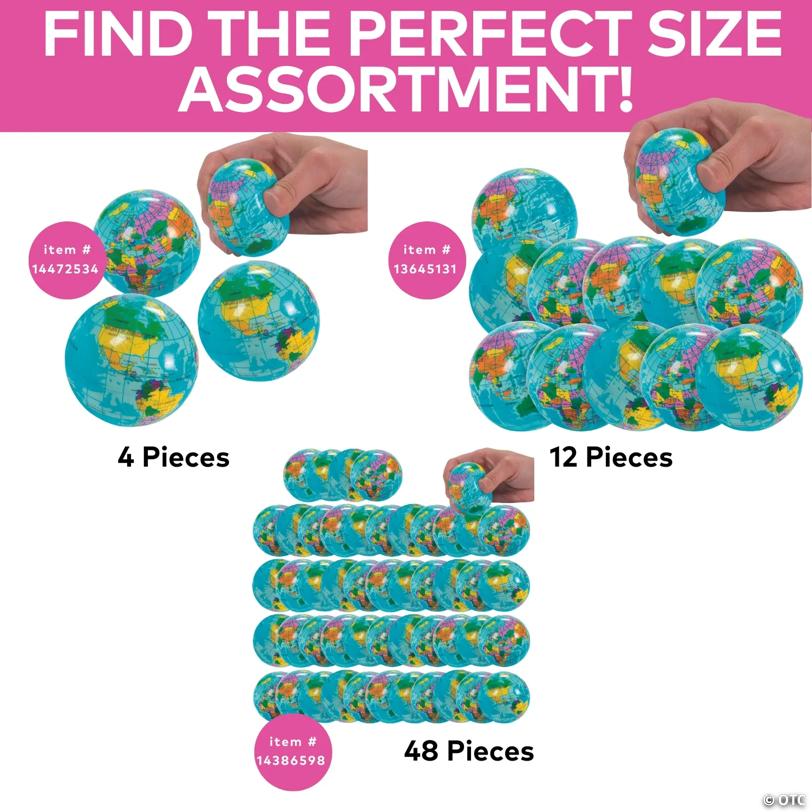 2 1/2" Bulk 48 Pc. Multicolored Globe Foam Stress Balls