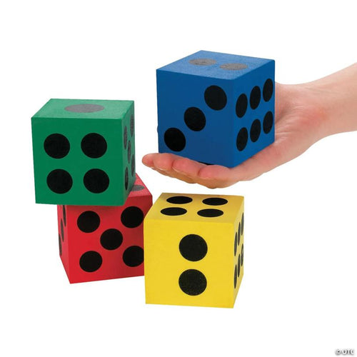 2 1/2" Foam Primary Colors Jumbo Playing Dice Sets - 12 Pc.