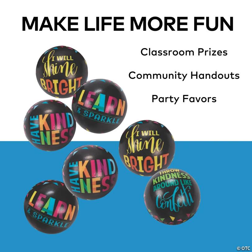 2 1/4" Bulk 48 Pc. Mini Classroom Confetti Positive Message Foam Stress Balls
