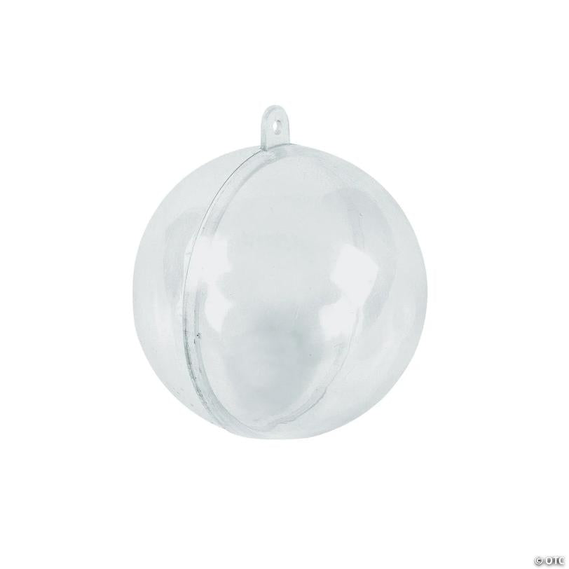 2 1/4" Bulk 96 Pc. DIY Clear Round Plastic Christmas Ball Ornaments