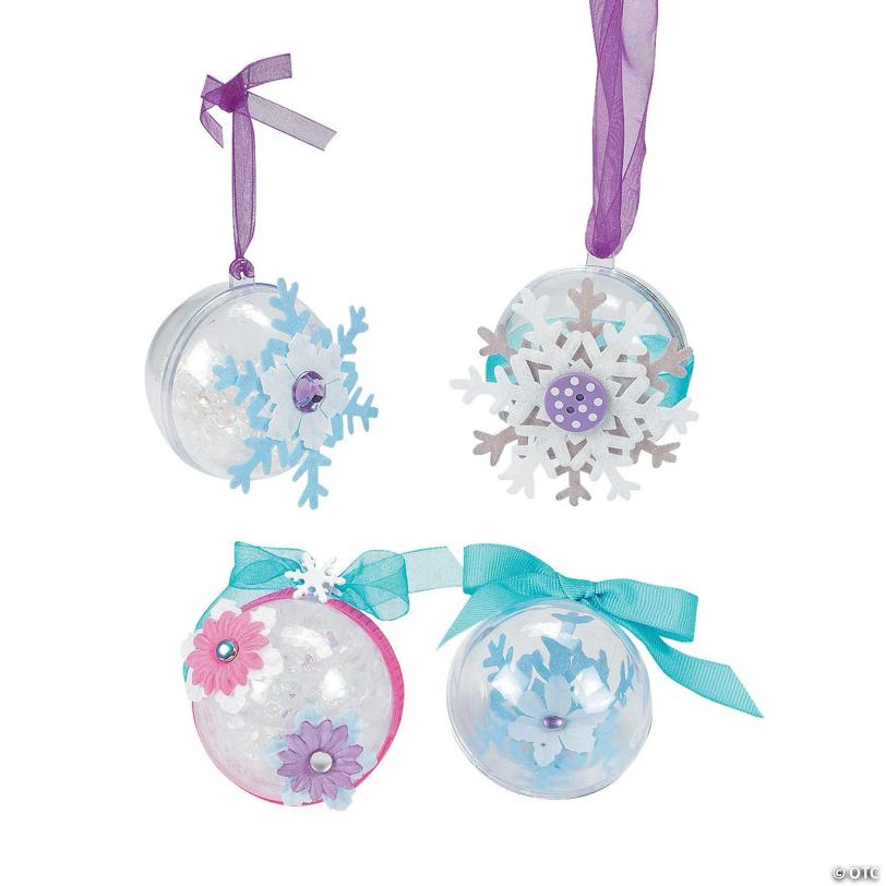 2 1/4" Bulk 96 Pc. DIY Clear Round Plastic Christmas Ball Ornaments