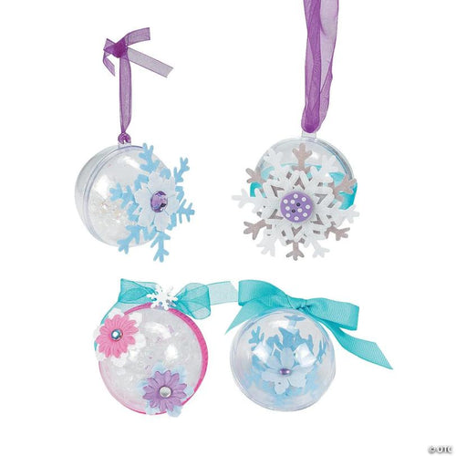2 1/4" Bulk 96 Pc. DIY Clear Round Plastic Christmas Ball Ornaments