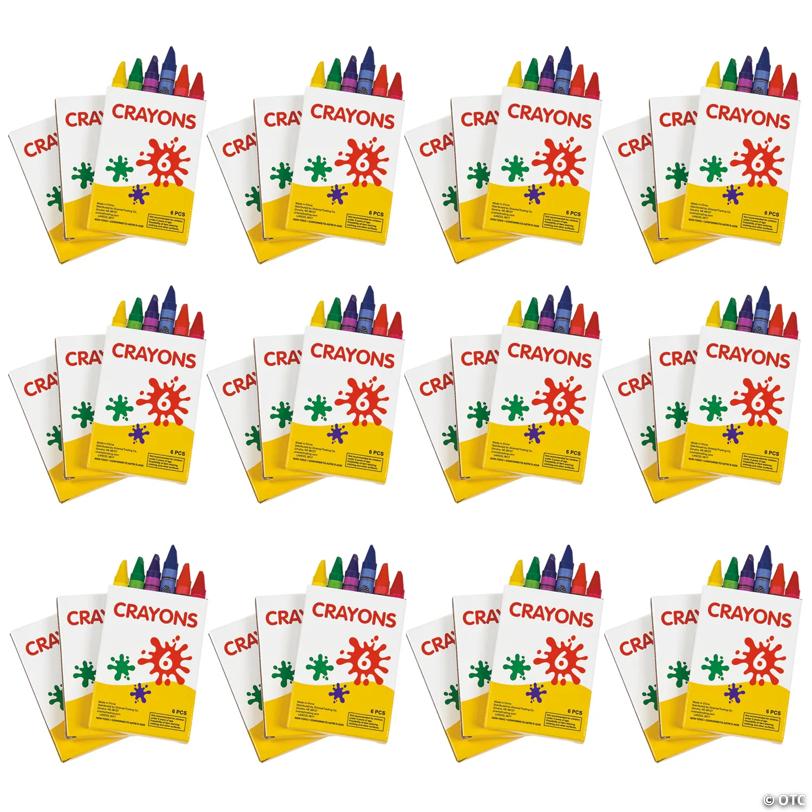 2 3/4" Bulk 288 Boxes of Crayons - 6 Colors per Box