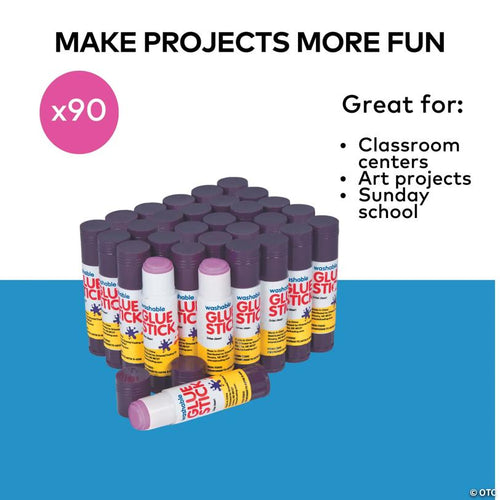2 3/4" Bulk 90 Pc. Safe & Non-Toxic Washable Glue Stick Pack