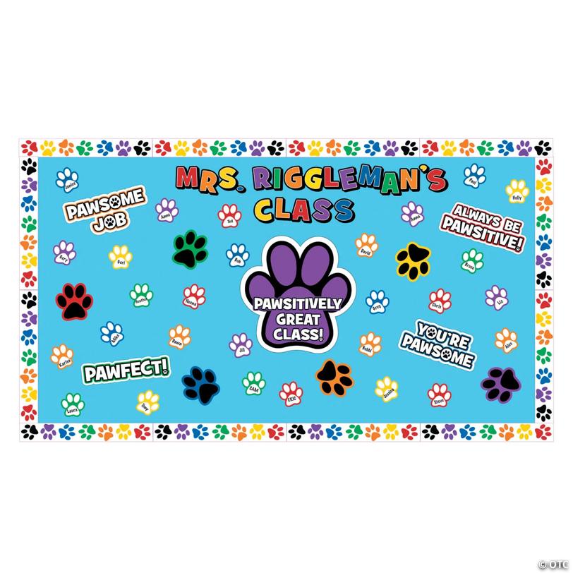 2" - 6" Inspirational Paw Print Cardstock Bulletin Board Set - 20 Pc.
