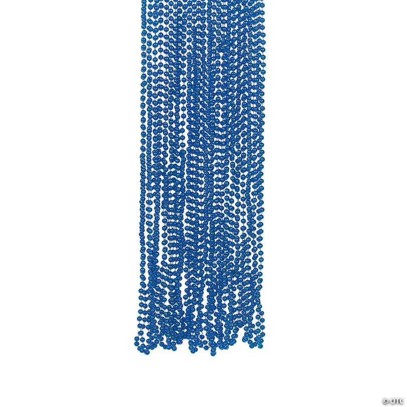 30" Bulk 48 Pc. Blue Metallic Plastic Bead Necklaces | Elite Festo