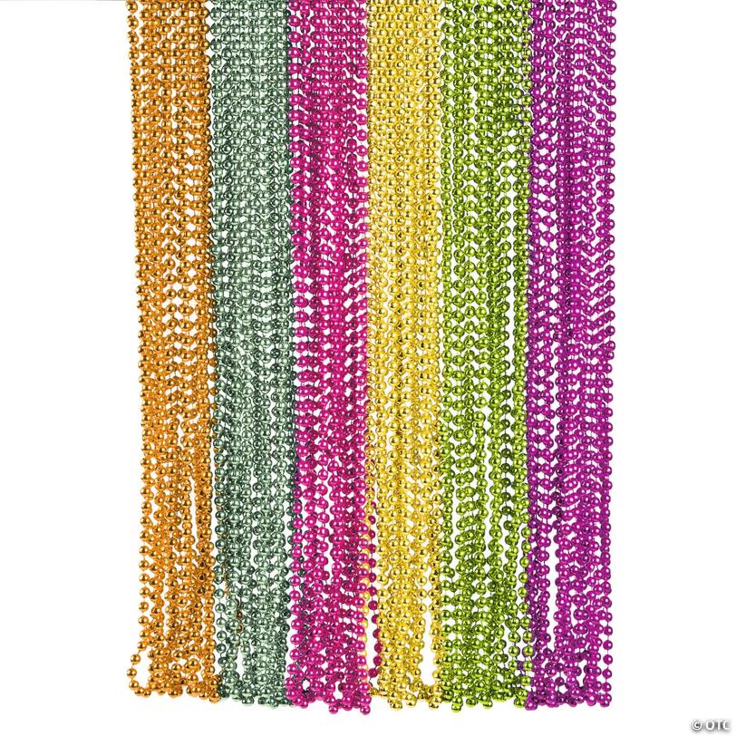 30" Bulk 48 Pc. Metallic Neon Bead Necklace Assortment | Elite Festo