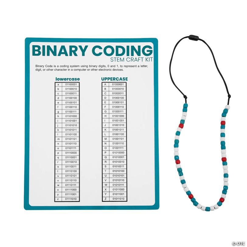 30" STEM Binary Coding Beaded Necklace Craft Kit – Makes 12
