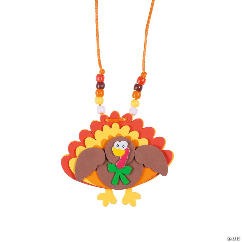 30" Thanksgiving Beaded Turkey Necklace Craft Kit – Makes 12