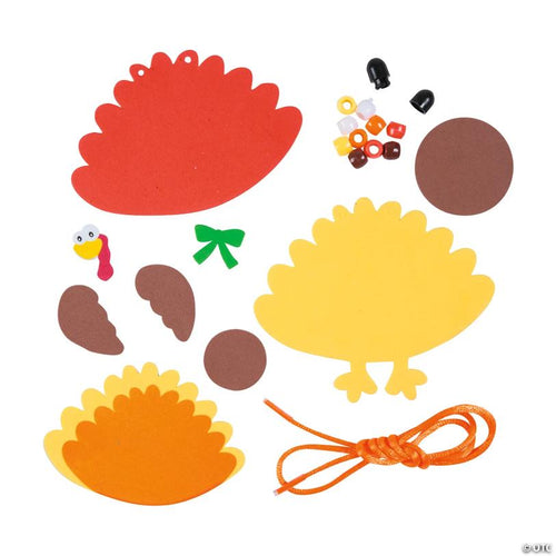 30" Thanksgiving Beaded Turkey Necklace Craft Kit – Makes 12