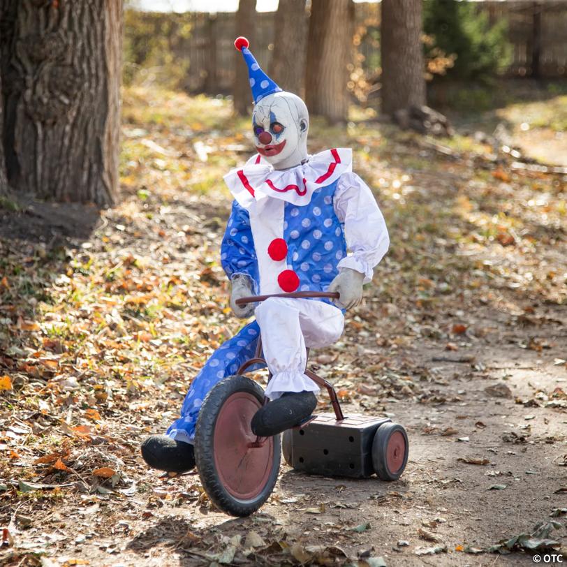 32" Animated Tricycle Pedaling Clown Doll Halloween Decoration - image 2