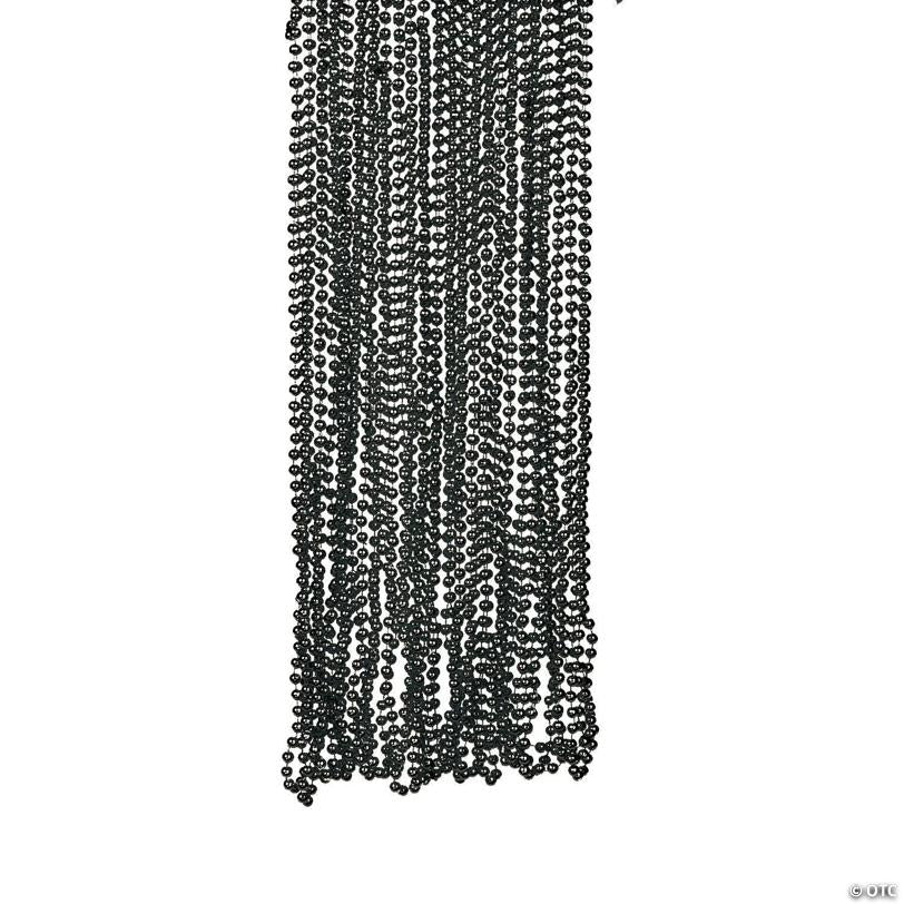 33" Bulk 48 Pc. Classic Metallic Black Plastic Bead Necklaces | Elite Festo