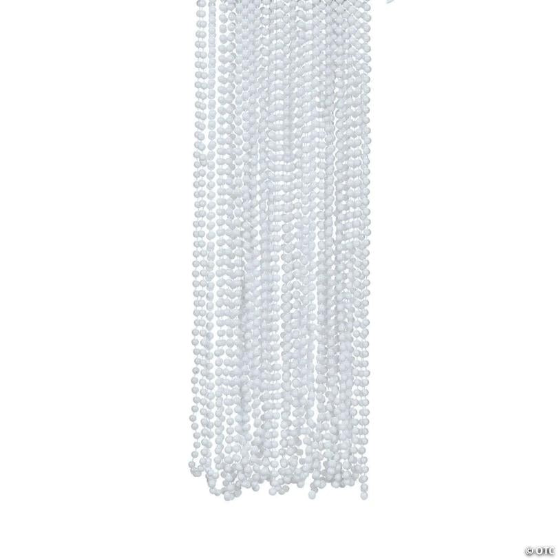 33" Bulk 48 Pc. White Glossy Plastic Bead Necklaces | Elite Festo