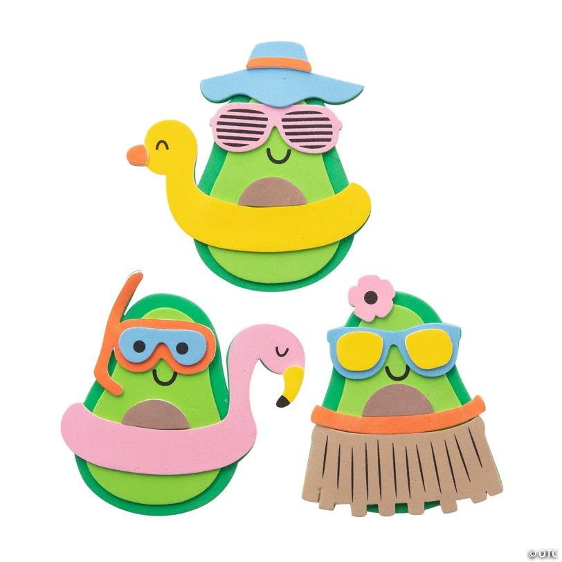 3 1/2" – 4 1/4" Beach Party Avocado Magnet Craft Kit – Makes 12
