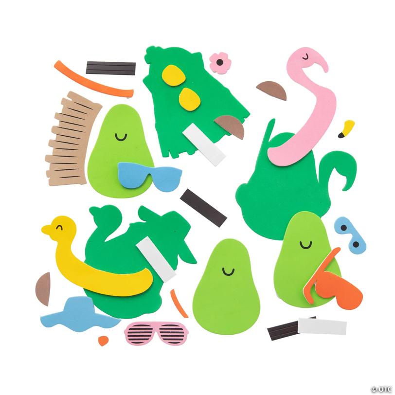 3 1/2" – 4 1/4" Beach Party Avocado Magnet Craft Kit – Makes 12