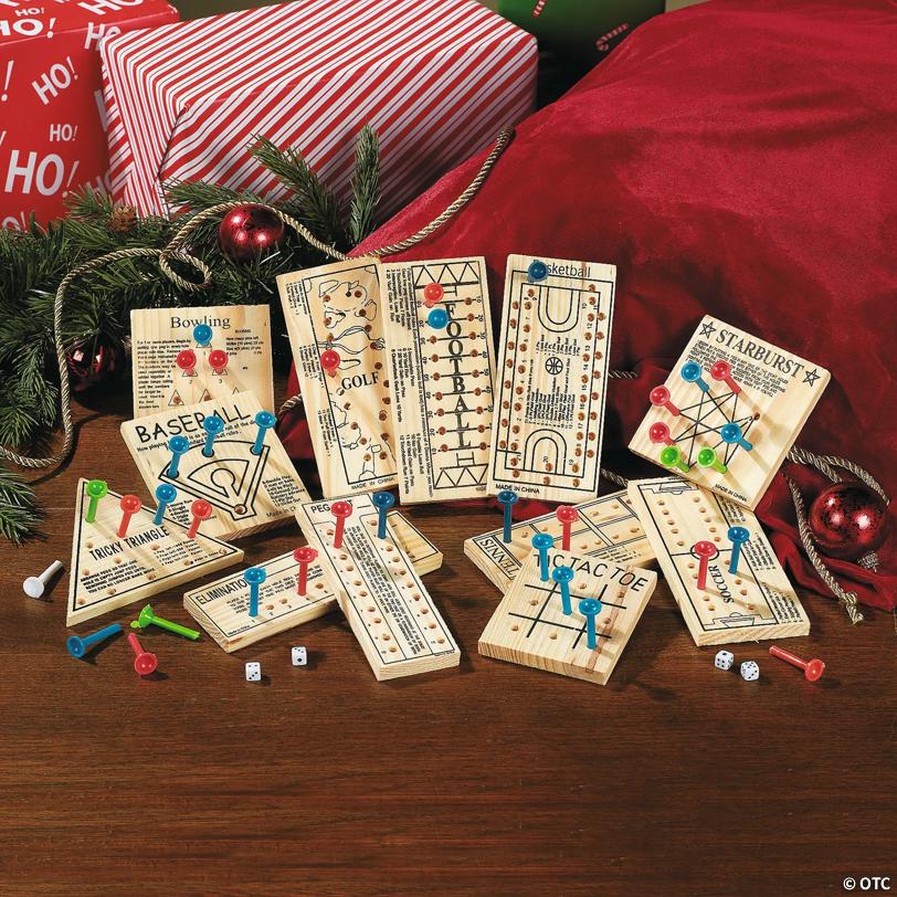 3 1/2" - 6" Wood Peg Game Classroom & Road Trip Boredom Buster Kit - 12 Pc.