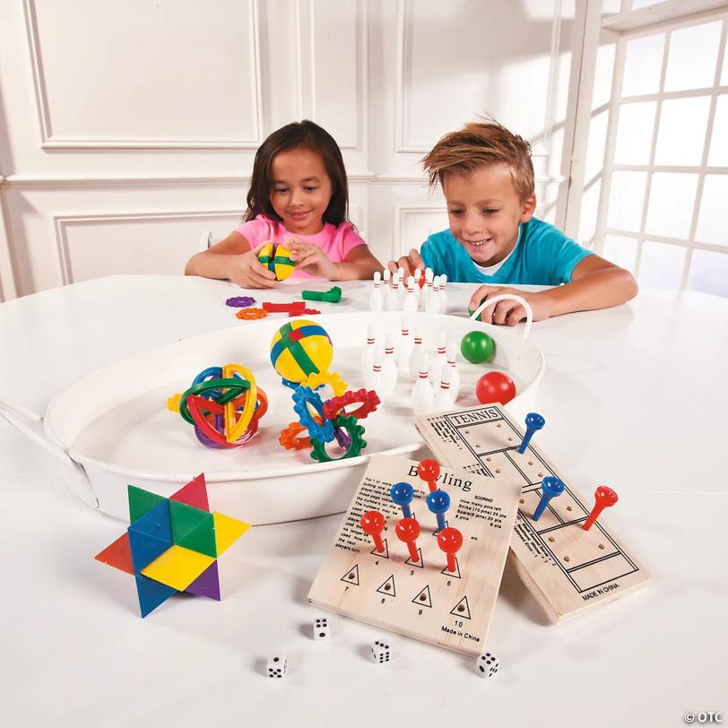 3 1/2" - 6" Wood Peg Game Classroom & Road Trip Boredom Buster Kit - 12 Pc.