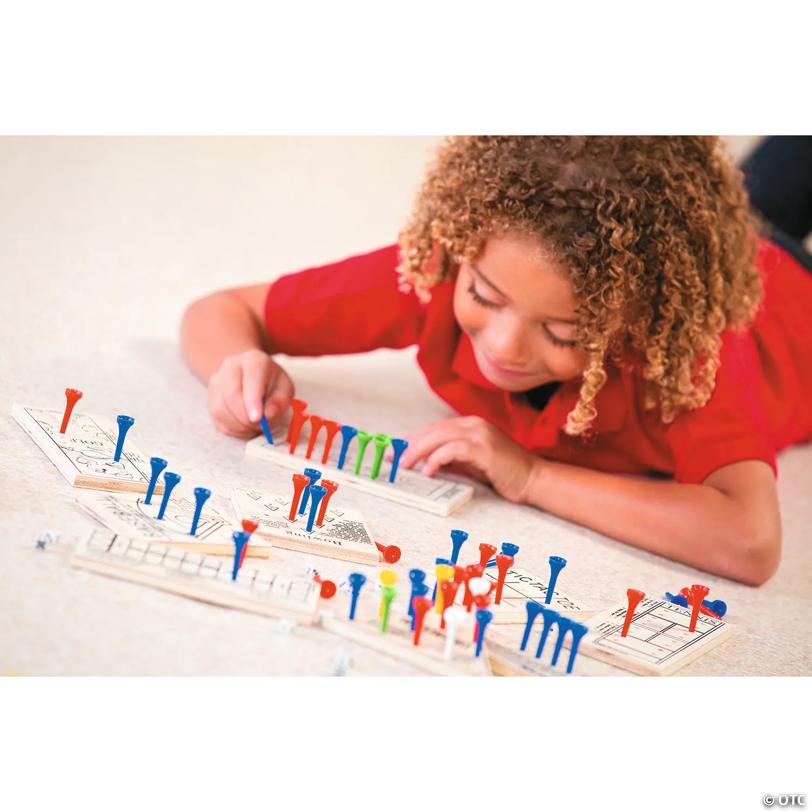 3 1/2" - 6" Wood Peg Game Classroom & Road Trip Boredom Buster Kit - 12 Pc.