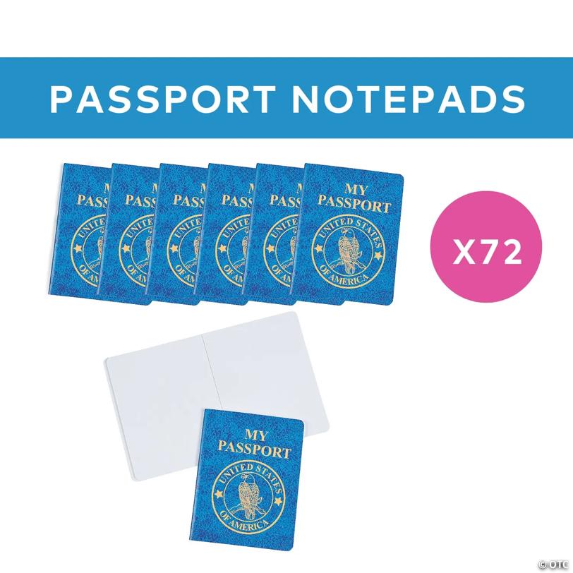 3 1/2" x 4 1/2" Bulk 72 Pc. Blue U.S. Passport Styled Notepads