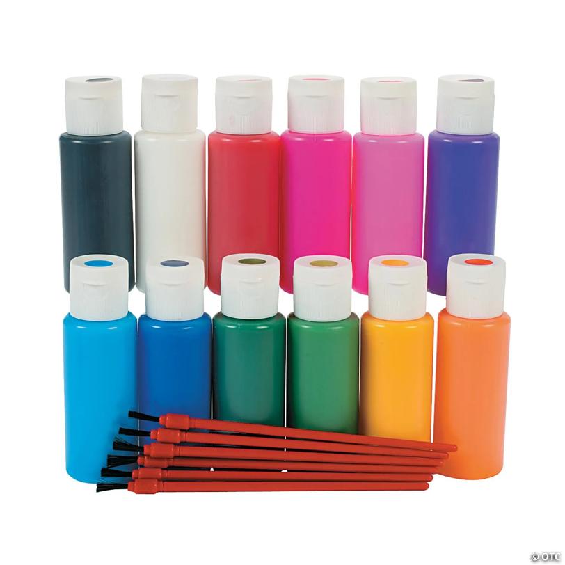 3 3/4" 2-oz. 12-Color Suncatcher Paint Set with Brushes - 18 Pc.