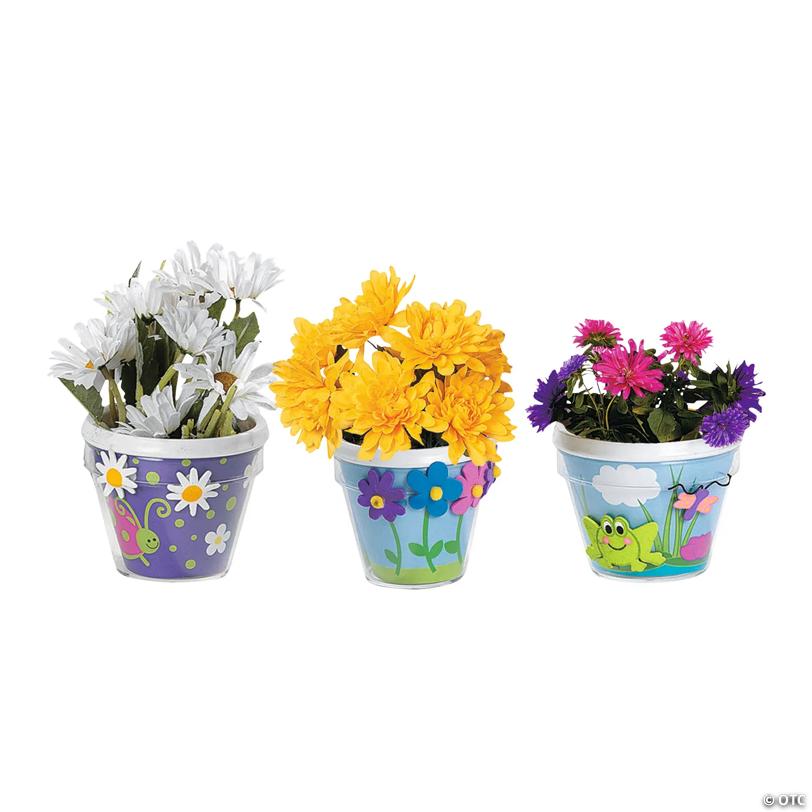 3 3/4" Bulk 48 Pc. DIY Design Your Own Plastic Flower Pot Crafts