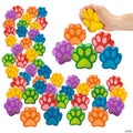 3" Bulk 48 Pc. Brightly Colored Paw Print-Shaped Foam Stress Toys
