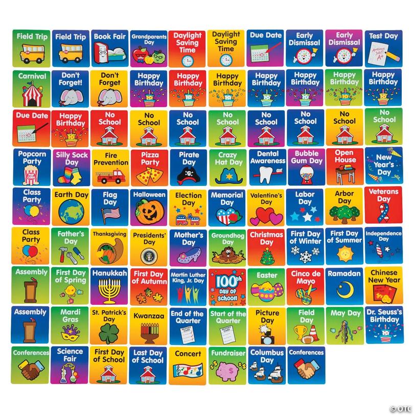 3" Classroom Calendar Days of the Year Cardstock Card Set - 462 Pc.