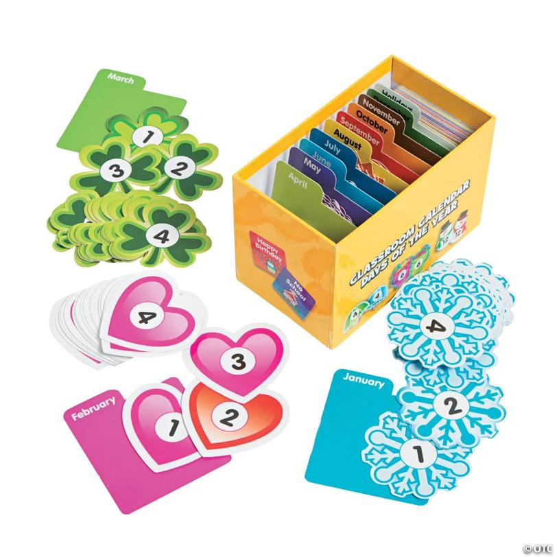 3" Classroom Calendar Days of the Year Cardstock Card Set - 462 Pc.