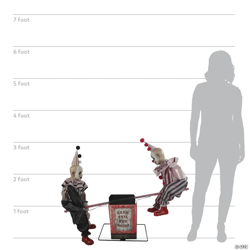 3 Ft. Animated See-Saw Clowns Halloween Decoration - image 3