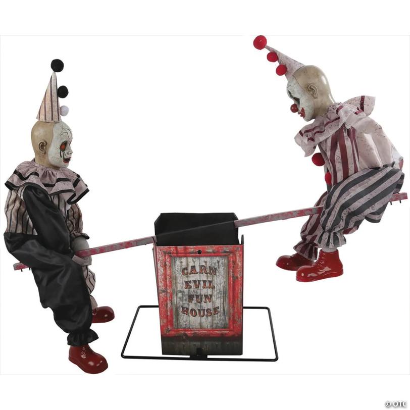 3 Ft. Animated See-Saw Clowns Halloween Decoration - image 2