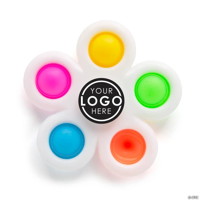 3" Personalized Full-Color Logo Lotsa Pops Popping Toy Flower Fidget Spinners - 24 Pc.