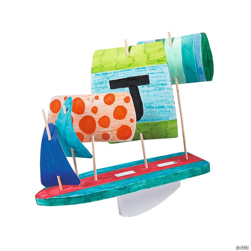 3" x 7" DIY STEAM Boat Learning Activity Craft Kit - Makes 10