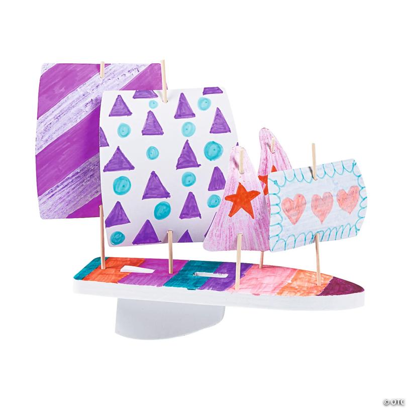 3" x 7" DIY STEAM Boat Learning Activity Craft Kit - Makes 10