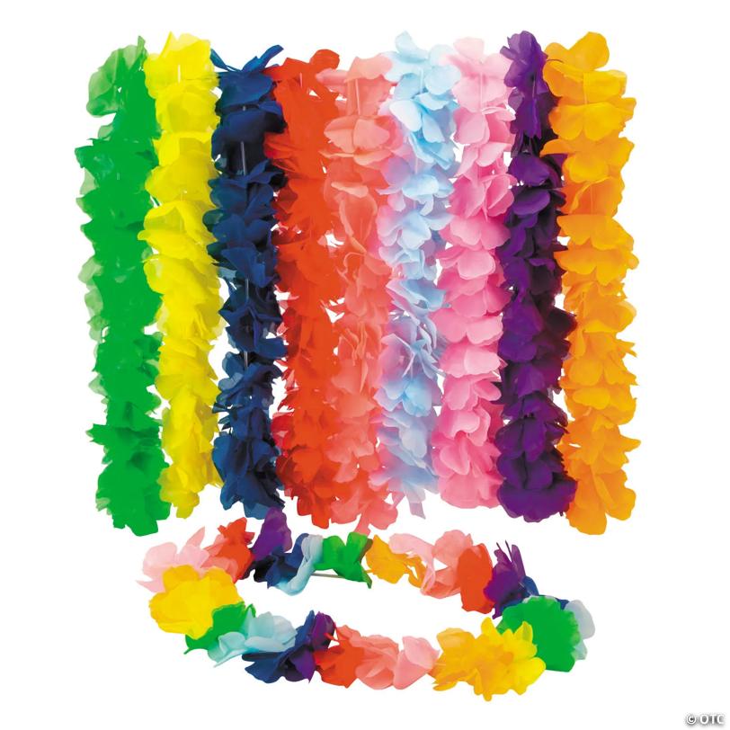 40" Premium Jumbo Petals Satin Flower Polyester Leis - 12 Pc. | Elite Festo