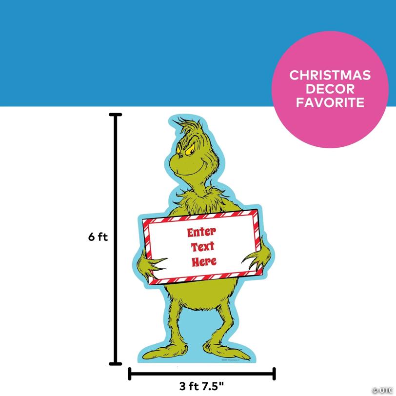 43 1/2" x 6 Ft. Personalized Dr. Seuss™ The Grinch Life-Size Cardboard Cutout Stand-Up