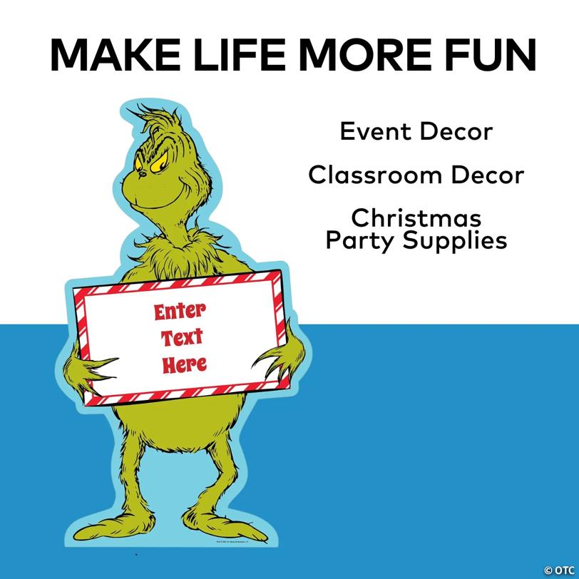 43 1/2" x 6 Ft. Personalized Dr. Seuss™ The Grinch Life-Size Cardboard Cutout Stand-Up