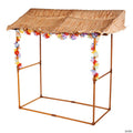 46 1/2" Tabletop Brown Raffia Tiki Hut with Garland & Plastic Frame