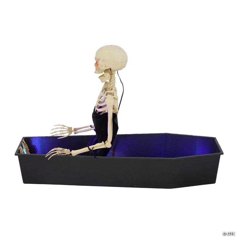 47" Animated Light-Up Rising Skeleton in Coffin Halloween Decoration - image 2