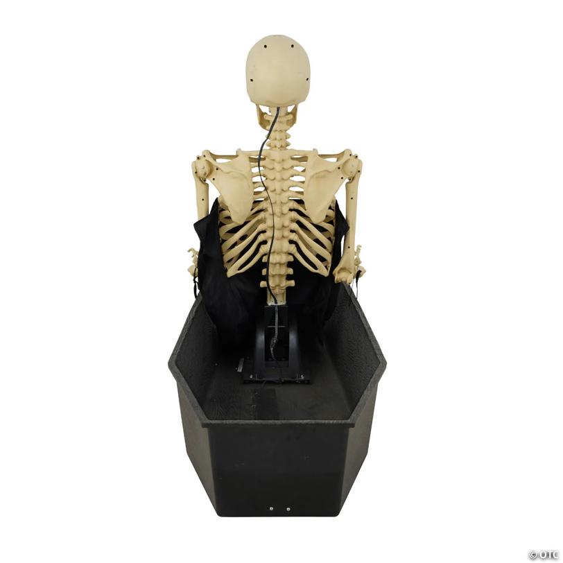 47" Animated Light-Up Rising Skeleton in Coffin Halloween Decoration - image 3