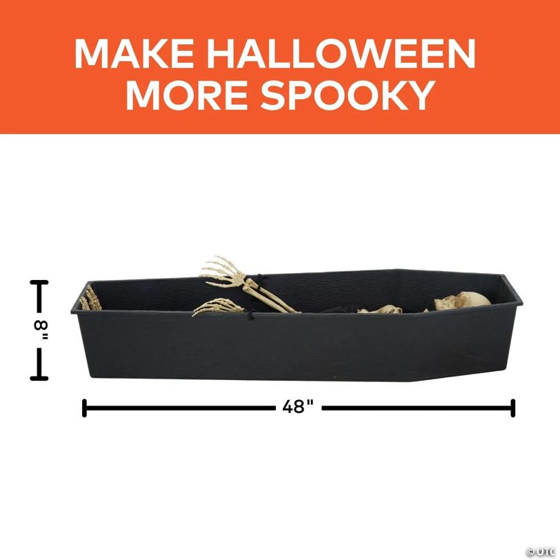 47" Animated Light-Up Rising Skeleton in Coffin Halloween Decoration - image 4