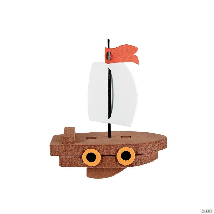 4 3/4" x 5 1/2" 3D Floating Ship Foam Craft Kit - Makes 12