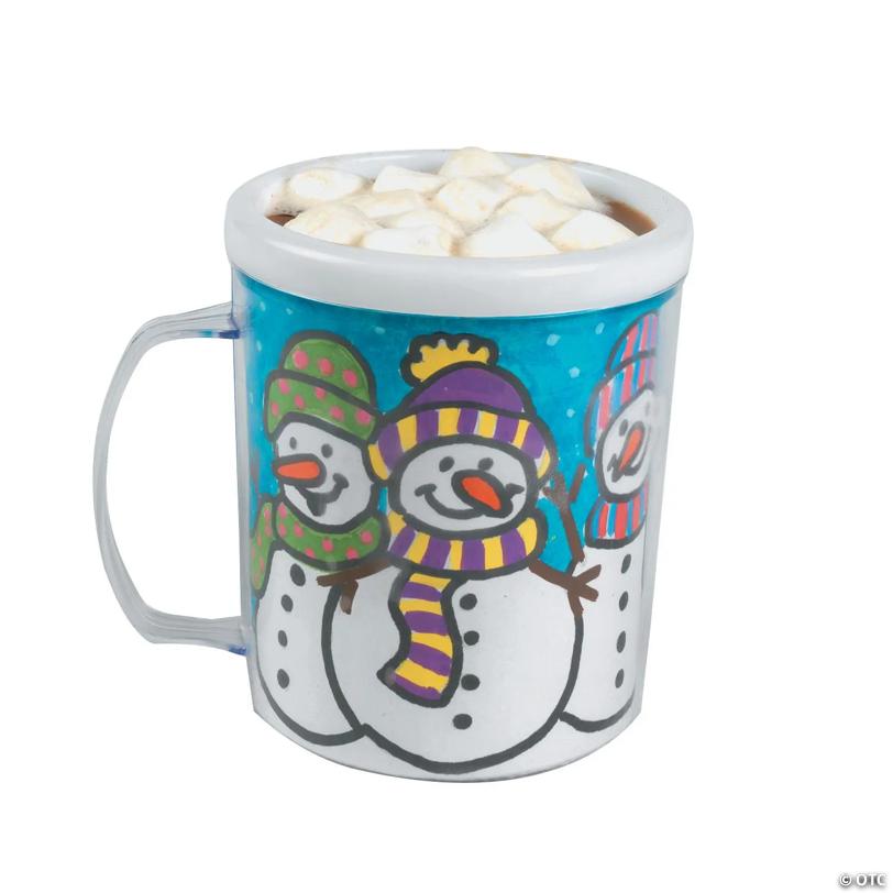 4" 8 oz. Bulk 48 Pc. DIY Clear BPA-Free Plastic Mugs with White Paper Inserts