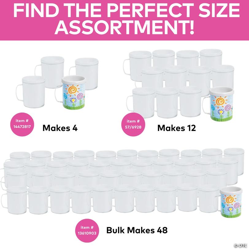 4" 8 oz. Bulk 48 Pc. DIY Clear BPA-Free Plastic Mugs with White Paper Inserts