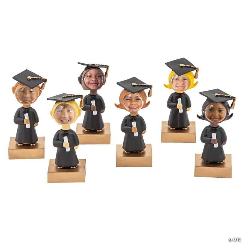 4" Bobblehead Graduates with Diplomas Plastic Picture Holders - 12 Pc. | Elite Festo