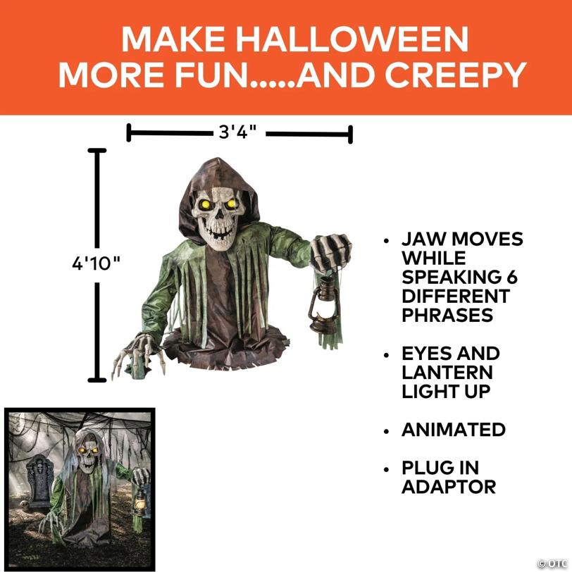 4 Ft. 10" Animated Light-Up Corroded Skeleton Reaper - image 3
