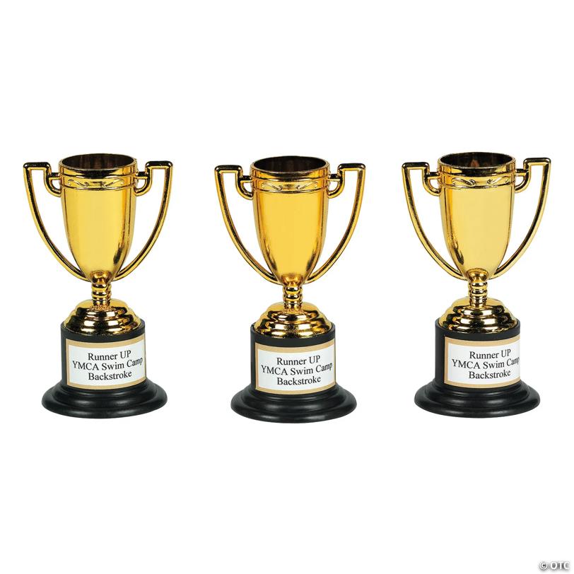 4" Personalized Mini Classic Goldtone Plastic Trophy Cups - 24 Pc.